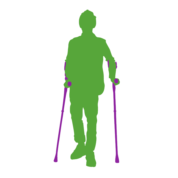 icon of teenage boy with crutches