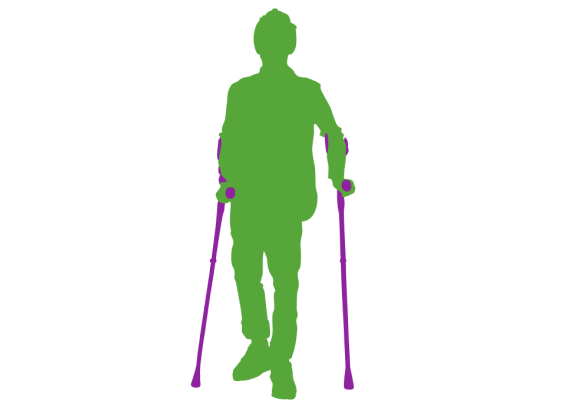 icon of teenage boy with crutches