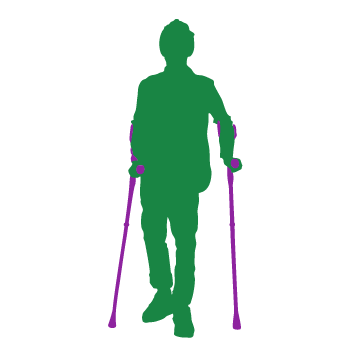icon of teenage boy with crutches