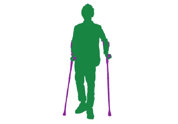 icon of teenage boy with crutches
